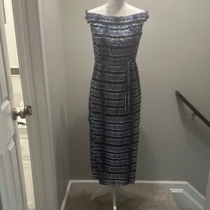 MICHAEL Michael Kors Navy and White One-Shoulder Tie-Dye Midi Dress